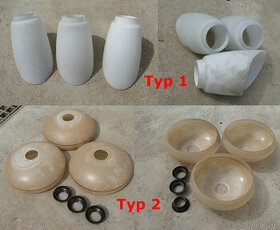 Ozdobná skla na 50+ let stará svítidla, 2 různé typy