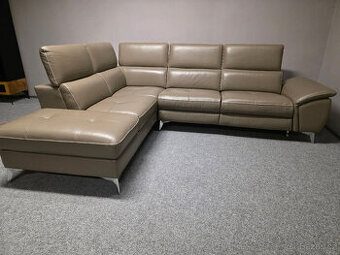 Nová kožená relax rohová sedačka DANAE hnědá