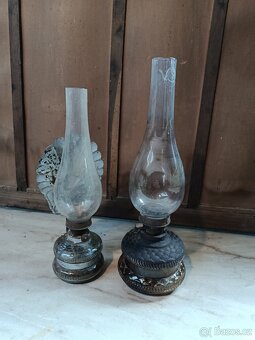 Sada 2 ks starý Petrolejových Lamp – K Renovaci