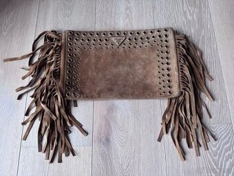Kabelka Prada Brown Suede Fringe Clutch - Original
