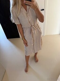 Béžové lněné šaty Gant nové s visačkou