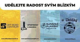 Dárkové poukazy - lodě, penzion, apartmány, offroady