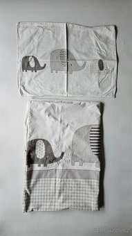 Šedo - bílé dětské povlečení se slony do dětské postýlky