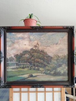 obraz PARTIE S KOSTELÍČKEM, olej, Josef Fiala