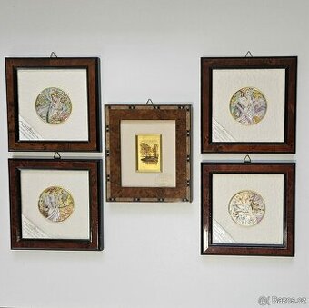 STAROŽITNÉ STŘÍBRNÉ PLAKETY - RUČNÍ MALBA