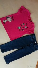 Dívčí tričko + džíny vel. 128/134