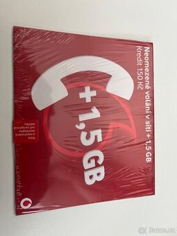 Sim karta vodafone-neomezené volání+1.5G dat+150 Kč kredit