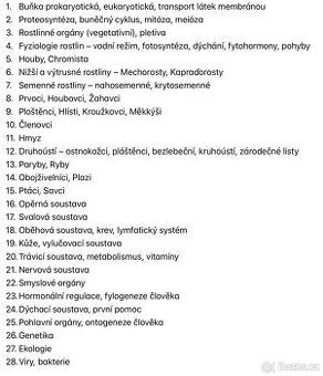 Vypracované maturitní otázky z biologie a chemie