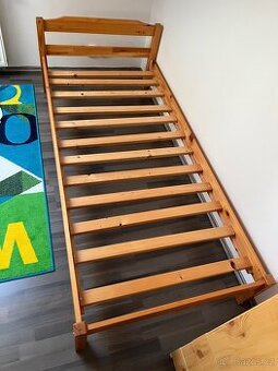 2x postel z masivu 90x200 a polohovací rošty