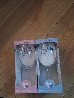 2x sklenice na vino - Uzasna zena a Bajecny muz