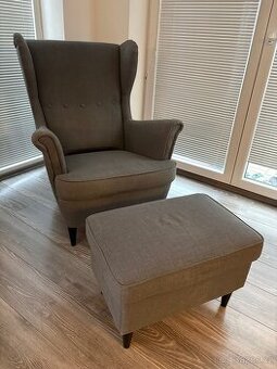 set Ikea Strandmon křeslo/podnožka