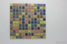 Mozaika,glazovaná,mix růžovo modro žlutý,lesk rozměr 22x22mm