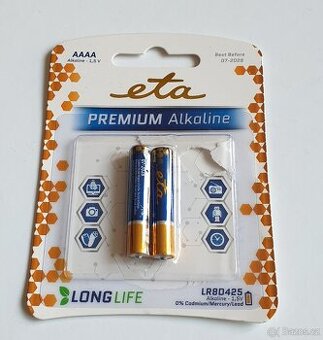 Baterie alkalická ETA PREMIUM AAAA, blistr 2ks - 1