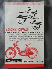 Prospekt mopedů JAWETTA STANDART A STADION S 22 ORIGINÁL