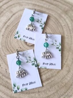 Přívěsek pro štěstí slon se zeleným achátem