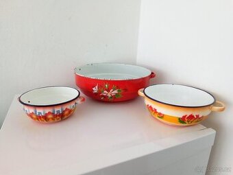 Staré, barevné, smaltované mísy