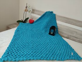 Pletená dětská deka tyrkysová modrá_ - 1