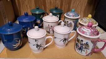 Porcelánové hrnečky s pokličkou, značeno, Made in China