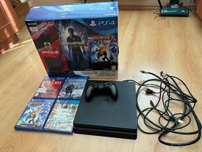 PS4 slim 1TB + 4 hry