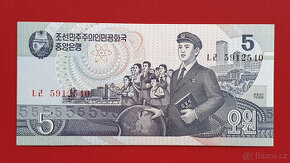 Bankovka SEVERNÍ KOREA 5 Won rok 1998 NOVÁ UNC