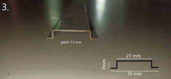 Ocelové, pozinkované vyztužené U profily o síle 1.5mm 401cm