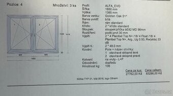 Plastová okna Zlatý dub/bílá