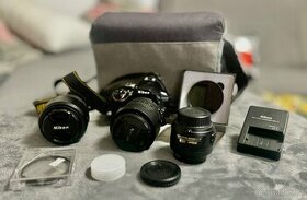 Nikon D3400 + 3 objektivy + brašna + stativ
