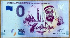 PRVNÍ 0 EURO BANKOVKY UNITED  ARAB EMIRATES