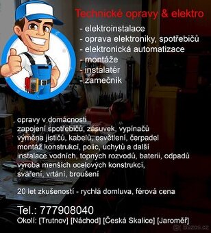 Zručný opravář – elektro, instalatér, zámečník, práce v domě