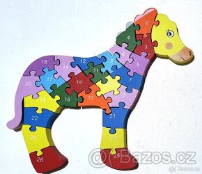 VZDĚLÁVACÍ ŽIRAFA DŘEVĚNÉ PUZZLE ABECEDA I ČÍSLA (NOVÉ)