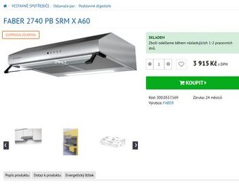 Digestoř FABER 2740 PB SRM X A60 Nová zabalená