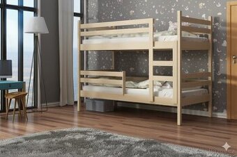 NOVÁ patrová postel palanda MASIV BOROVICE + rošty + matrace
