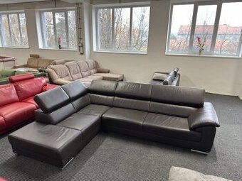 Rohová sedací souprava - kůže zánovní