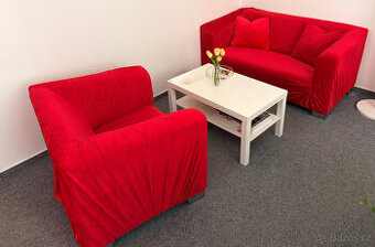 Dvousedačka s křeslem s novým svlékacím potahem