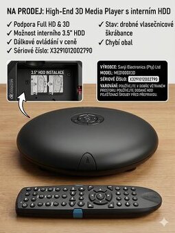 3D Media Player eREAT MED1000X3D + ovladač