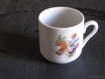 PORCELÁN- hrneček s dekorem 6cm,použitý nepoškozený