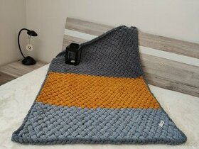 Pletená dětská deka šedá-horčicová - 1