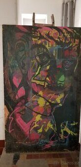 Street art velký obraz dřevotříska 200x122cm Praha7