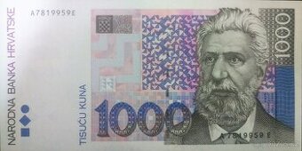 Bankovky 5 - 1000 kun a 1 - 50 000 dinárů Chorvatsko