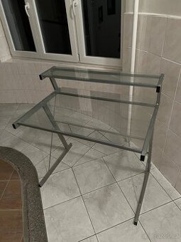 Rohový skleněný stůl, 3 části