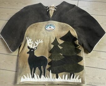 Pánská kožená myslivecká dirndl selská vesta vel. L