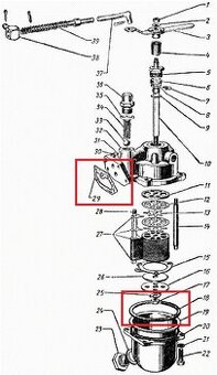 Těsnění mechanického filtru oleje GAZ 69, GAZ 21, UAZ