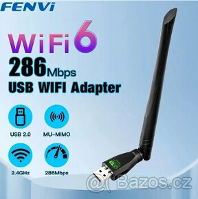 WIFI 6 USB Adapter s antenou 286Mbps / 2,4Ghz nové