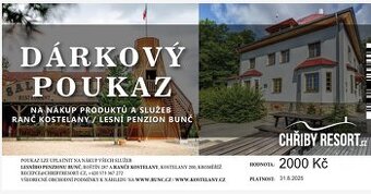 Dárkový poukaz Chřiby resort v hodnotě 2000,-
