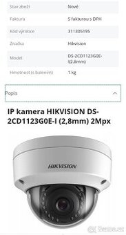 Nová IP kamera HIKVISION DS-2CD1123G0E-I (2,8mm) 2Mpx