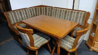 Masivní rustikální rohová lavice+2xžidle+rozkl.stůl