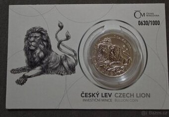 Stříbrná mince Český lev 2019 číslovaná, reverse proof