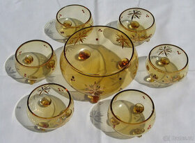 Starožitná sada salátových misek, žluté sklo, 1969