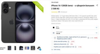 iPhone 16 128 gb černý - NEROZBALENY