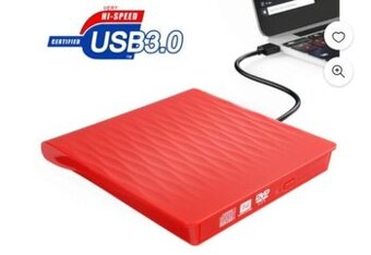Externí DVD mechanika s přenosem USB 3.0 červená